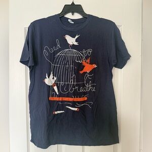 NEED TO BREATHE Concert T-Shirt - Navy and Orange Birdcage Design